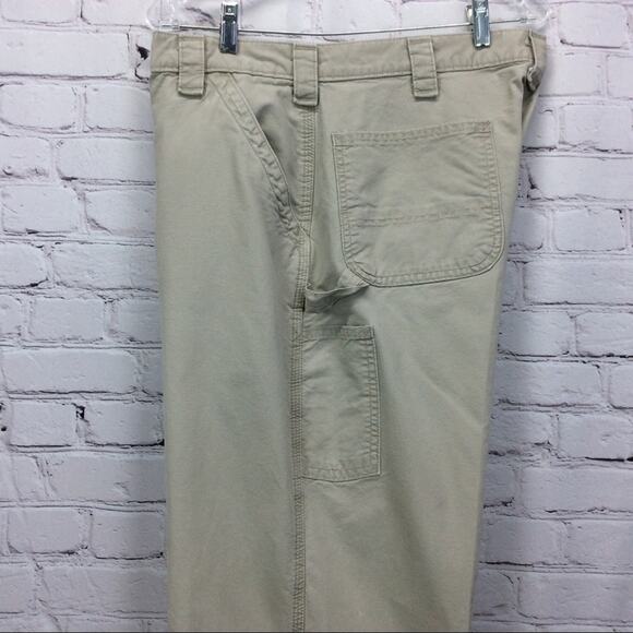 Carhartt Dungaree Fit Jeans Men's Size 38 Khaki/Tan Carpenter Workwear Outdoor - Picture 8 of 9